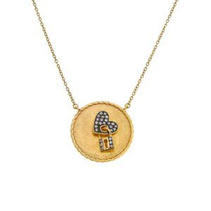 Colleen Lopez .24ctw Champagne Diamond Heart and Lock Necklace
